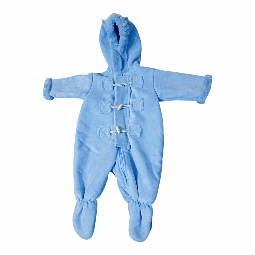 American Widgeon Plush Toggle Snowsuit 9M Light Blue Hooded Winter Bunting